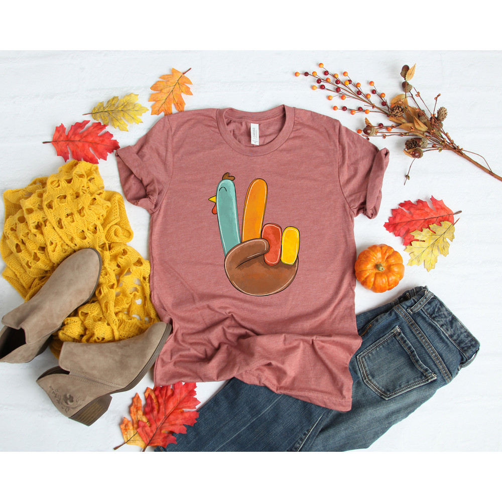 Peace Sign Turkey ShirtThanksgiving Family Matching Shirt,Thanksgiving Shirt,Thankful Grateful Blessed Shirt,Thanksgiving Dinner Shirt - 3.jpg
