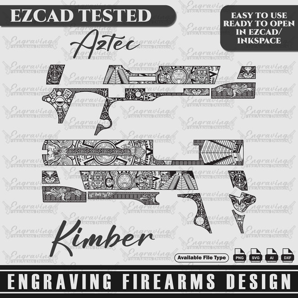 Engraving Firearms Deisign Kimber 1911 full size 45 ACP AZTEC DESIGN-2.jpg