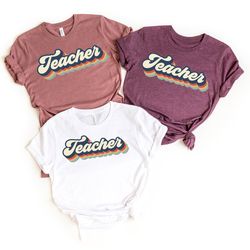 teacher retro vintage shirt,teacher shirts for women,vintage boho teacher rainbow shirt,rainbow teacher tshirt,kindergar