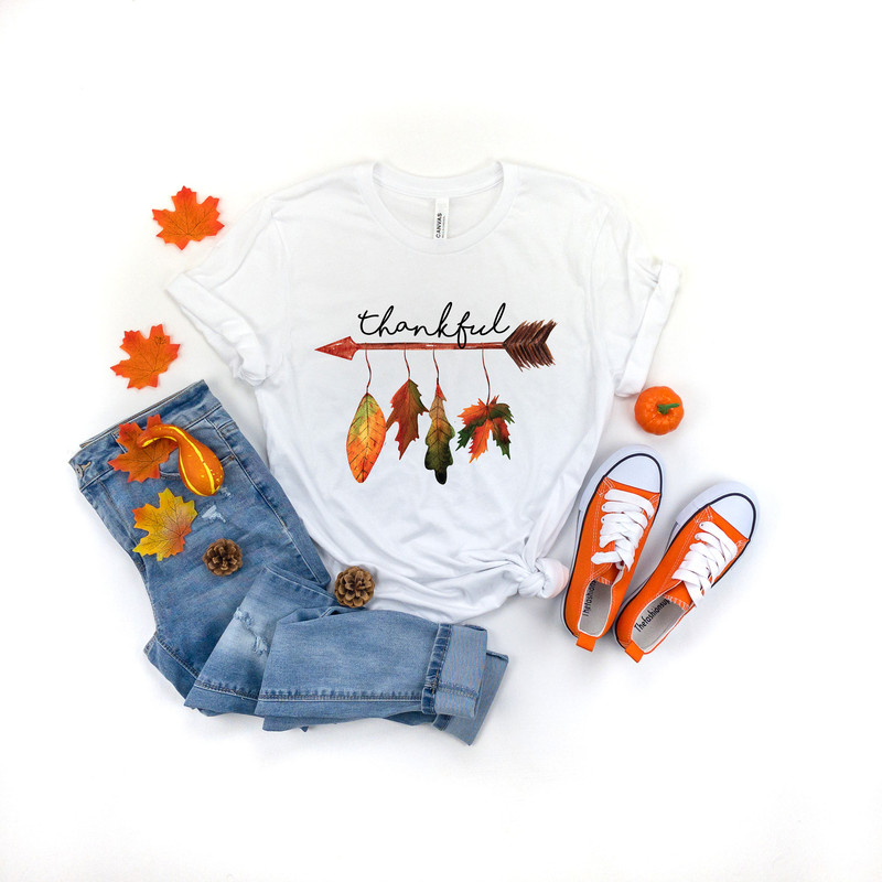 Thankful Arrow Leaves Shirt,Thanksgiving Shirt,Thanksgiving Family Shirts,Thanksgiving Shirts,Thankful Grateful Blessed Shirt,Fall Shirt - 2.jpg