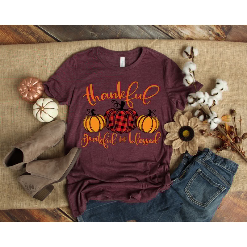 Thankful Grateful Blessed Shirt, Pumpkin Tee,Buffalo Plaid Thanksgiving Shirt,Thanksgiving Family Shirt,Thanksgiving Matching - 2.jpg