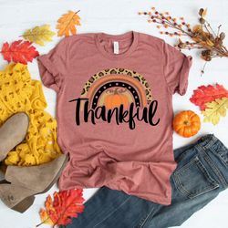 Thankful Rainbow Pumpkin Shirt,Thanksgiving Vacation Shirt,Family Thanksgiving Shirt, Thanksgiving Food Shirt,Thanksgivi