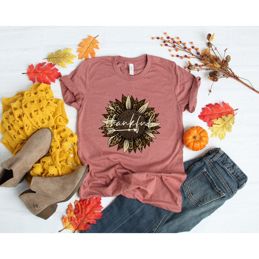 Thankful Sunflower Leopard Shirt,Thanksgiving Shirt,Thanksgiving Family Shirts,Thanksgiving Shirts,Thankful Grateful Blessed Shirt - 1.jpg