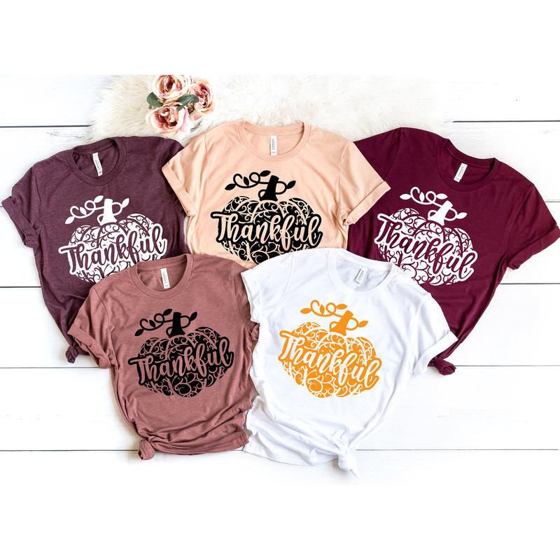 Thankful Tshirt, Thankful Fall, Pumpkin Day, Thankful Family Shirts, Thanksgiving Shirts, Family Matching Shirts, Cute Tshirt, Family Dinner - 2.jpg