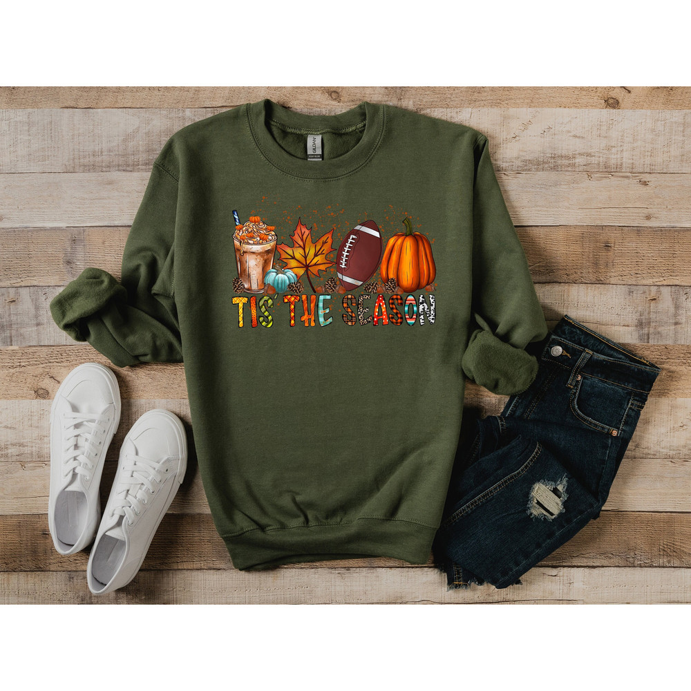 Tis the season Sweatshirt,Thanksgiving Shirt,Thankful Tee,Fall Shirt,Hello Pumpkin,Family Matching Shirt,fall Sweatshirt,football Sweatshirt - 1.jpg