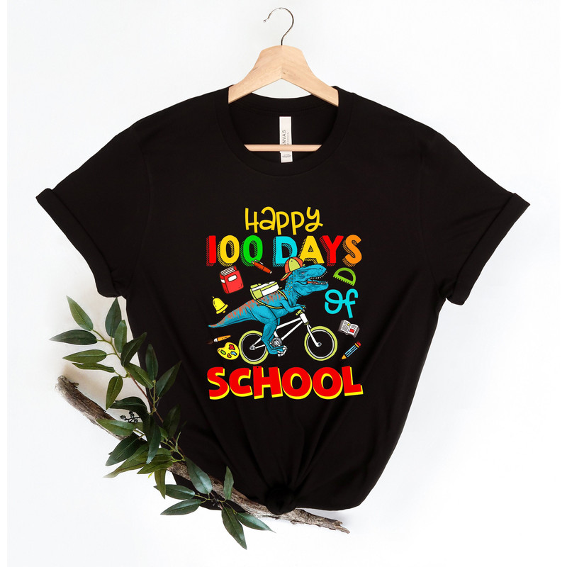 T-Rex ride bicycle 100 days shirt,100 Days Brighter Shirt,Teacher Shirt,100th Day Of School,Back To School Shirt,Teacher Appreciation - 1.jpg