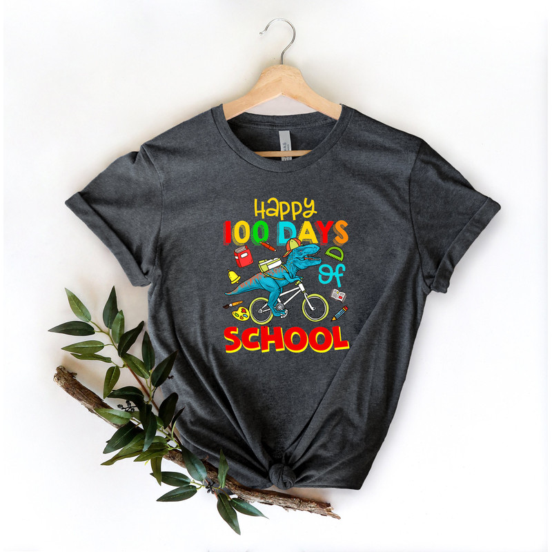 T-Rex ride bicycle 100 days shirt,100 Days Brighter Shirt,Teacher Shirt,100th Day Of School,Back To School Shirt,Teacher Appreciation - 2.jpg