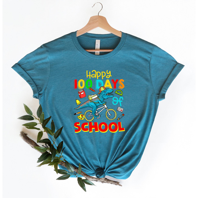 T-Rex ride bicycle 100 days shirt,100 Days Brighter Shirt,Teacher Shirt,100th Day Of School,Back To School Shirt,Teacher Appreciation - 3.jpg