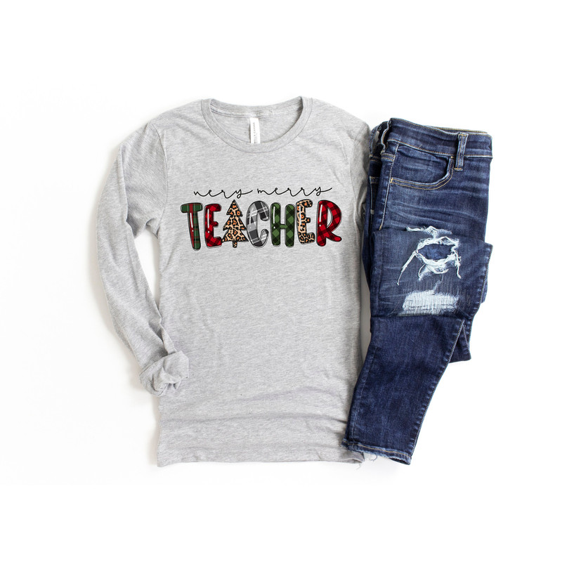 Very Merry Teacher Shirt, Teacher Christmas Shirt, Leopard & Buffalo Plaid Shirt, Christmas Tree Shirt, Christmas Gift For Teacher - 4.jpg