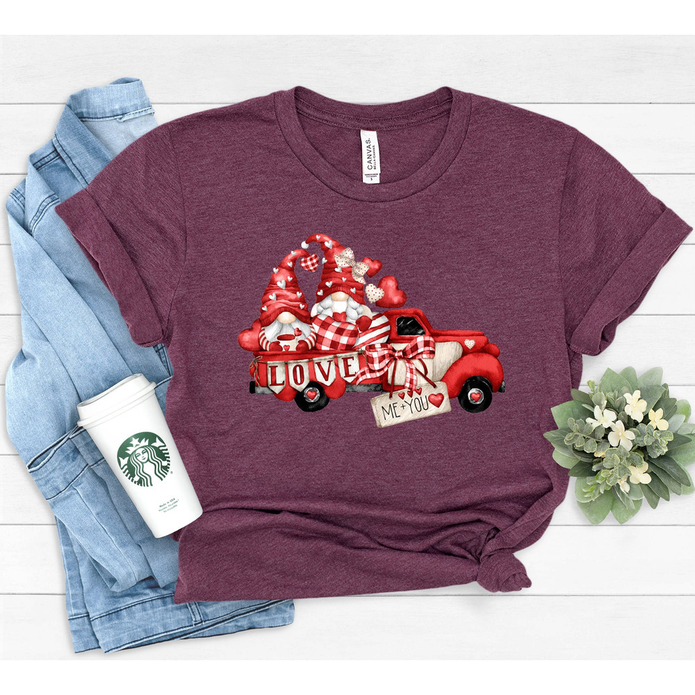 Watercolor Valentine's Day Shirt,Valentines Day Shirts,Vintage Red Truck, Gnomes, Valentine Love, Valentine Retro Trucks,Valentines Day Gift - 3.jpg