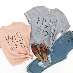 wife hubs shirts, honeymoon shirt, just married shirt, engagement shirt, wedding shirts, bridal gift engagement, husband