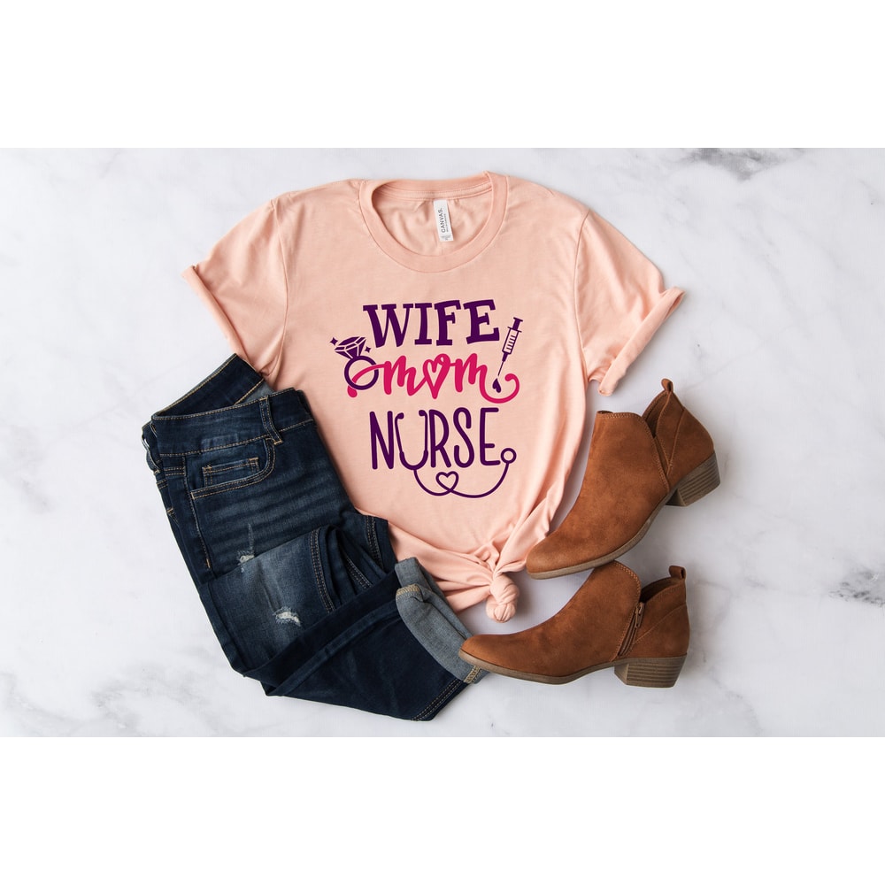 Wife Mom Nurse, Nurse Shirt, Nursing School T Shirt, Nursing School Tee, Nurse Shirt, Funny Nursing Shirt, Mama shirt,Registered Nurse - 1.jpg