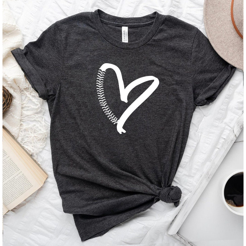 Baseball Heart Shirt , Mom Gift, Women's Baseball Shirt, Baseball Fan Tee, Baseball Heart Distressed Tee, Gift For Baseball Mom - 1.jpg