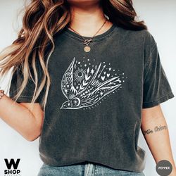 bird t-shirt, floral sun moon shirt, boho graphic women shirt, celestial tattoo tee, freedom bird shirt, gift for mother