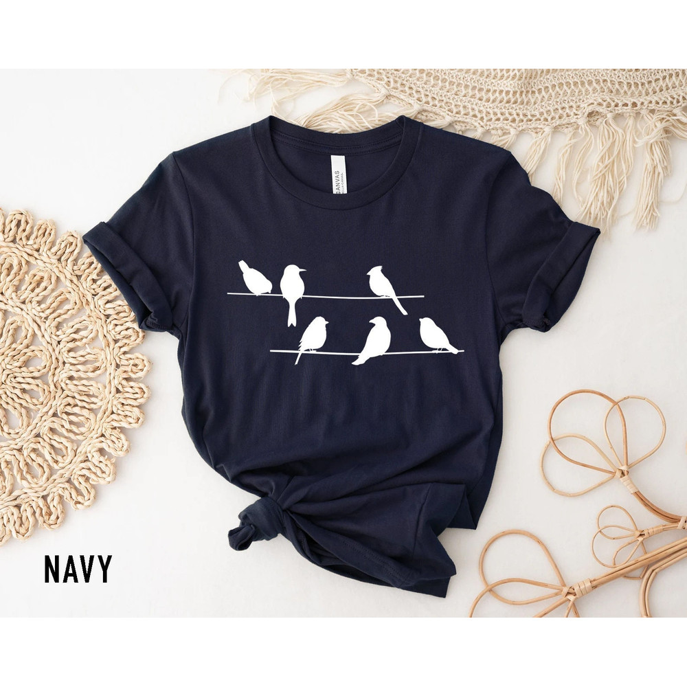 Birds t-shirt, Birds on a wire, Graphic womens shirt, Graphic birds, Nature shirt, animal, Gift for family, Brother, Sister Gift - 1.jpg