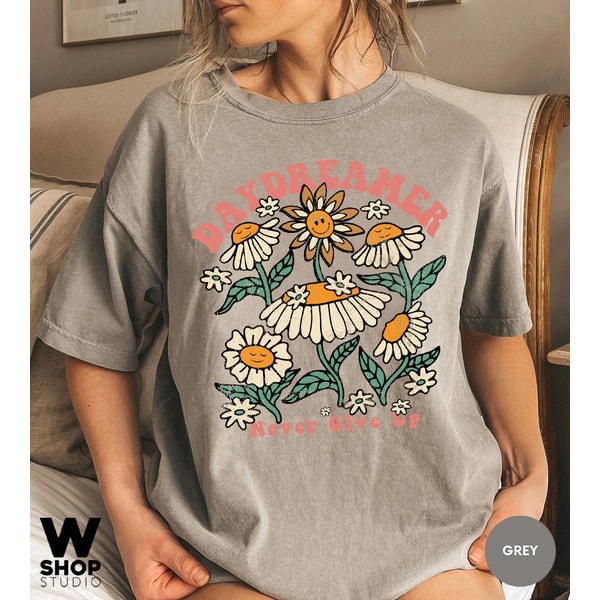 Boho Floral Shirt, Hippie Shirt, Daydreamer Shirt, Retro Tshirt, Comfort Colors, Summer tee, Flowers Tshirt, Garden Tee, Plants - 8.jpg