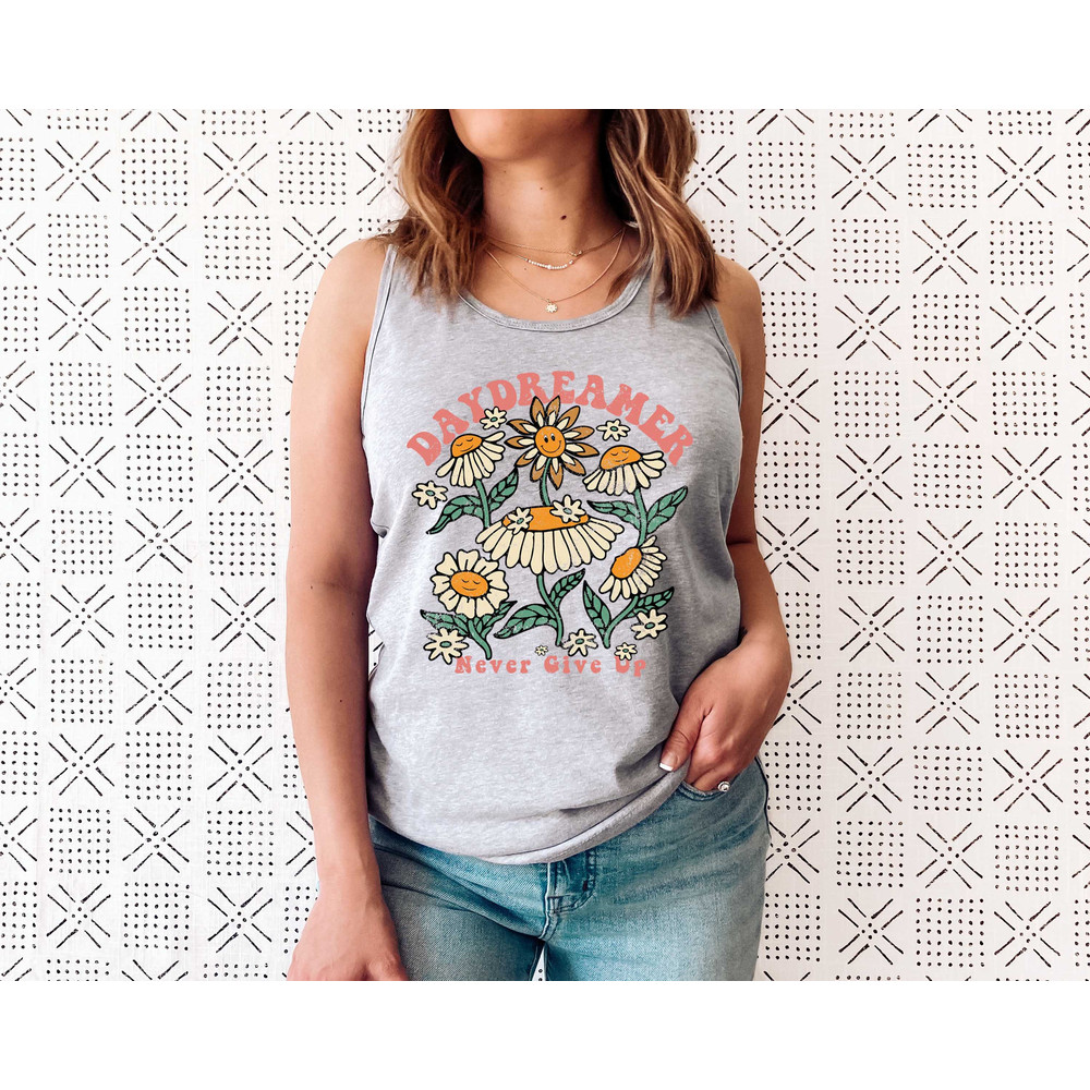Boho Floral Tank T shirt, Hippie Tank, Daydreamer Top, Retro Tank Top, Floral Tank, Summer tee, Flowers T shirt, Garden Tee, Plants - 4.jpg