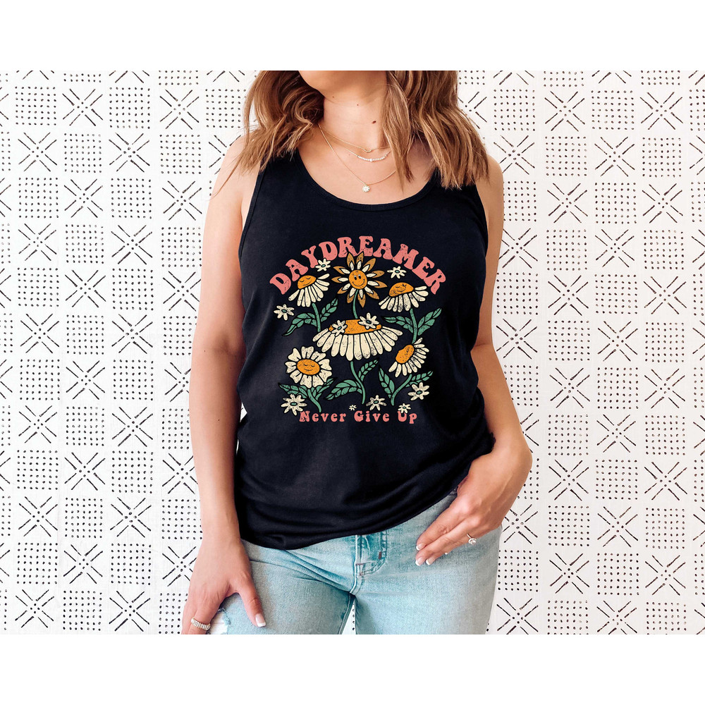 Boho Floral Tank T shirt, Hippie Tank, Daydreamer Top, Retro Tank Top, Floral Tank, Summer tee, Flowers T shirt, Garden Tee, Plants - 5.jpg