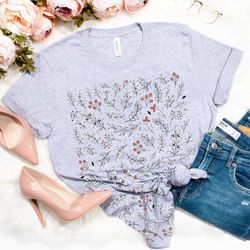 botanical shirt, vintage t-shirt, flower t-shirt, vintage botanical, vintage flower shirt, wildflower shirt, cotton shir