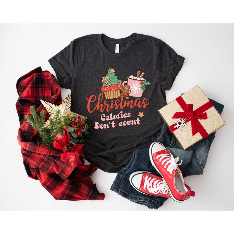 Christmas Calories Don't Count Shirt, Retro Christmas, Womens Christmas Top, Festive Tee Shirt, Festive Top, Womens Christmas T-Shirt - 2.jpg