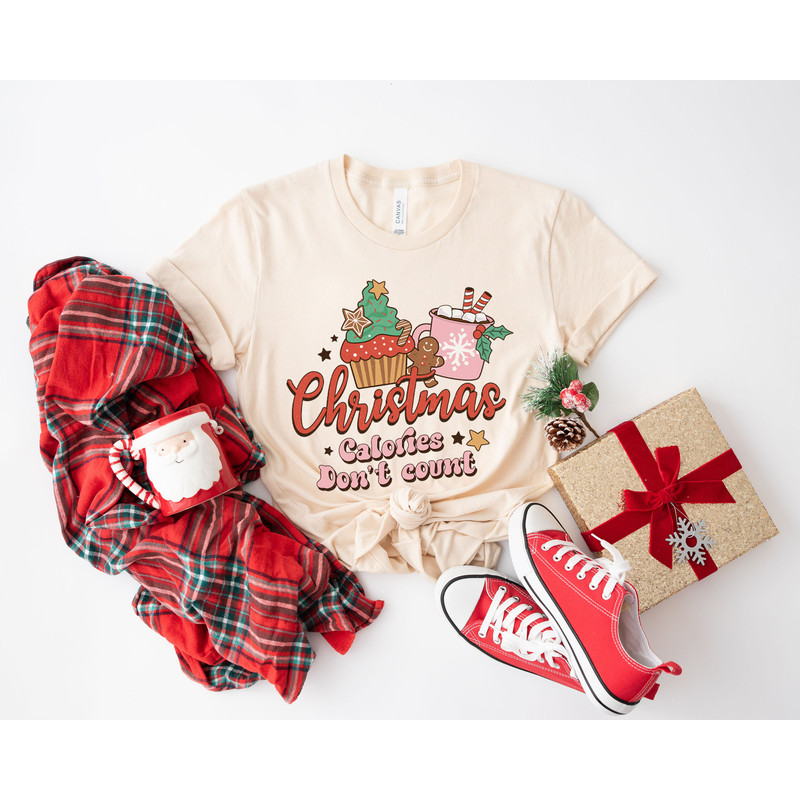 Christmas Calories Don't Count Shirt, Retro Christmas, Womens Christmas Top, Festive Tee Shirt, Festive Top, Womens Christmas T-Shirt - 3.jpg