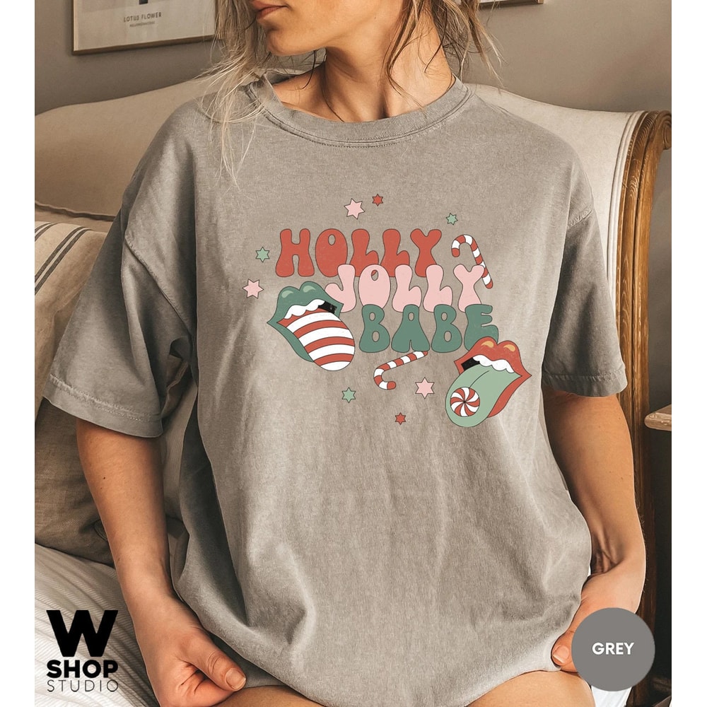 Christmas Holly Jolly Babe Shirt, Comfort Colors, Retro Christmas T-shirt, Retro Xmas Holiday Apparel, Vintage Christmas Shirt - 7.jpg