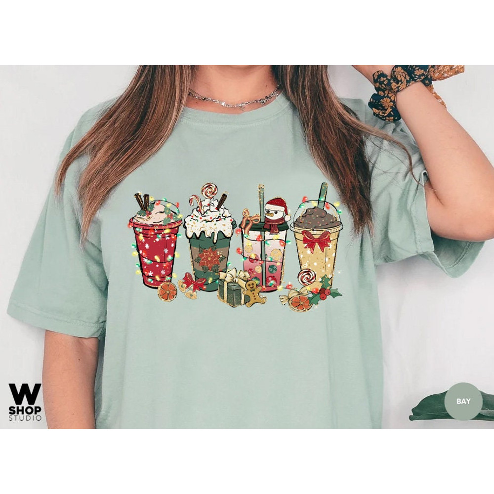 Comfort Colors Christmas coffee t-shirt, cute chritmas tee, Christmas t-shirt, holiday apparel, Christmas tshirt, Retro christmas - 6.jpg