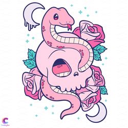 creepy skull serpent snake roses svg, trending svg, skull sv