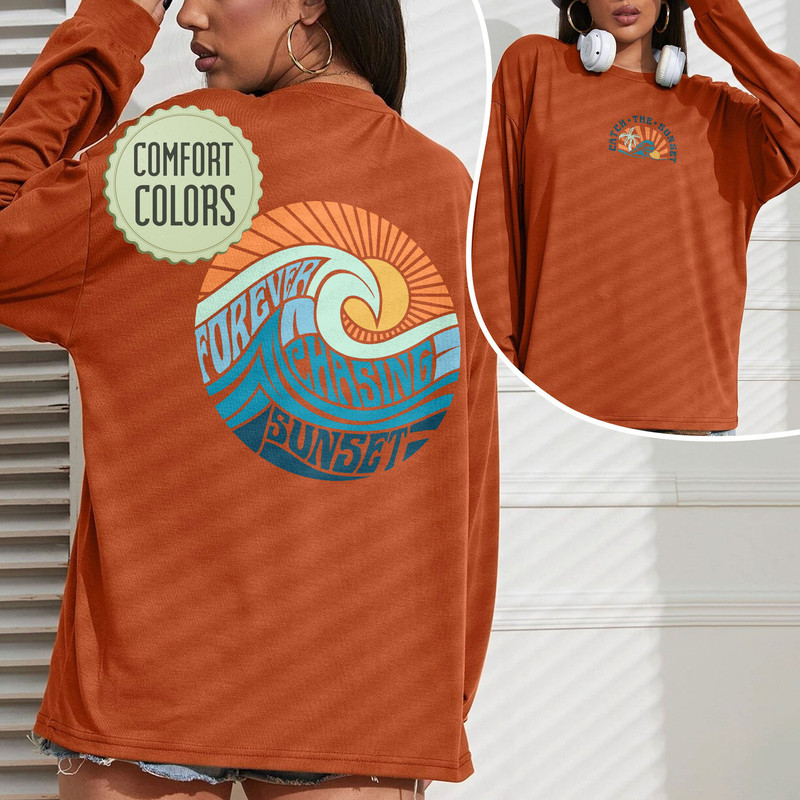 Forever Chasing Sunset Comfort Colors Shirt, Catch The Sunsets, Oversized Tee, Aesthetic Shirt, Sunset shirt, Beach Tee, Beach Vibe Shirt - 3.jpg
