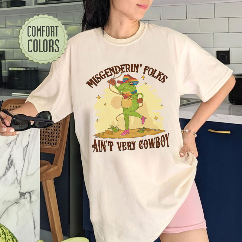 Funny Gay Comfort Colors Shirt, Frog and Toad Say Gay Shirt, Gay Pride T Shirt,Retro Cowboy Frog TShirt,Lgbt Rainbow Tee, Misgenderin' Folks - 3.jpg