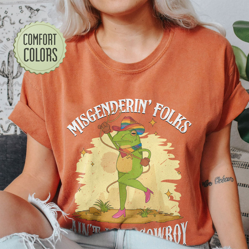 Funny Gay Comfort Colors Shirt, Frog and Toad Say Gay Shirt, Gay Pride T Shirt,Retro Cowboy Frog TShirt,Lgbt Rainbow Tee, Misgenderin' Folks - 4.jpg
