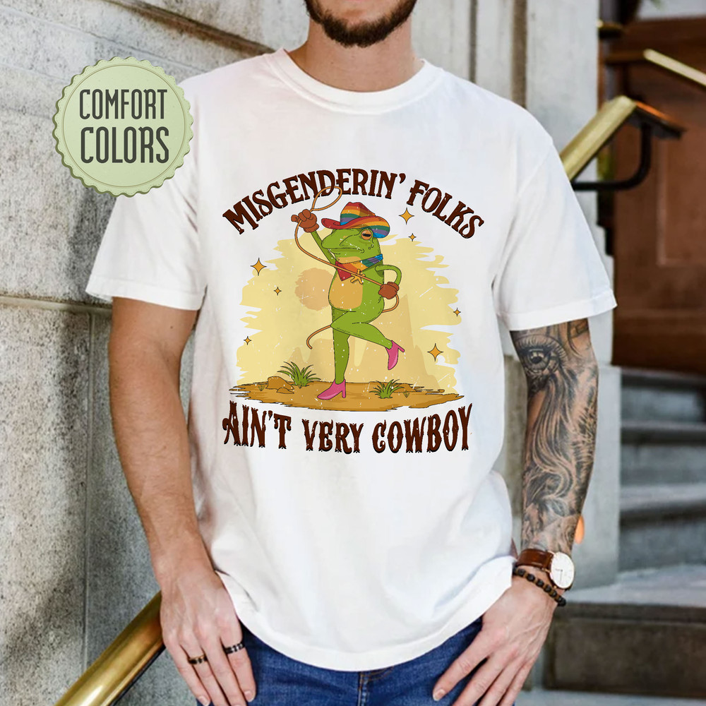 Funny Gay Comfort Colors Shirt, Frog and Toad Say Gay Shirt, Gay Pride T Shirt,Retro Cowboy Frog TShirt,Lgbt Rainbow Tee, Misgenderin' Folks - 5.jpg