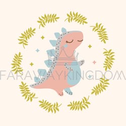 pink dino hand drawn vector illustration baby apparel set