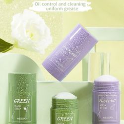 green tea mask stick deep cleansing purifying clay stick mask skin care oil-control whitening mask rotatable shrink pore