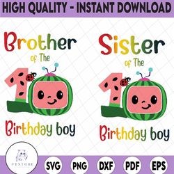 cocomelon brother and sister of birthday boy svg, coco melon svg, cocomelon bundle svg, cocomelon birthday svg, watermel