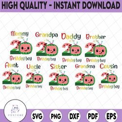 bundle 9 files cocomelon of birthday boy svg, coco melon svg, cocomelon bundle svg, cocomelon birthday svg, watermelon b