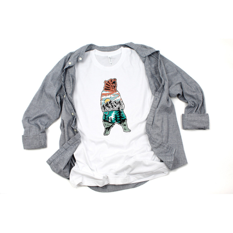 Bear T Shirt Men - Double Exposure Bear - Papa Bear Shirt - Mens TShirt Bear - Fathers Day Gift  Athletic Gray - 3.jpg