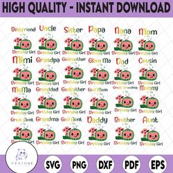 bundle 24 files cocomelon of birthday girl png, coco melon png, cocomelon bundle png, cocomelon birthday png, watermelon