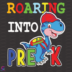 roaring into pre k svg, back to school svg, dinosaur svg, cute dinosau