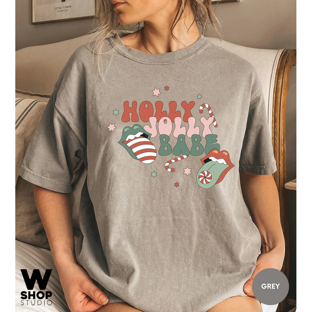 Christmas Holly Jolly Babe Shirt, Comfort Colors, Retro Christmas T-shirt, Retro Xmas Holiday Apparel, Vintage Christmas Shirt - 7.jpg
