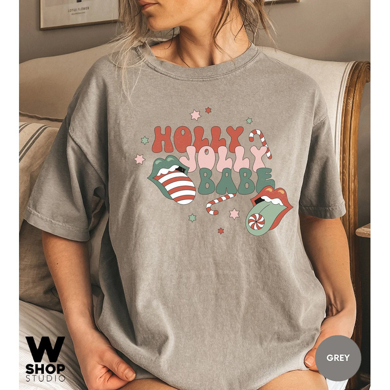 Christmas Holly Jolly Babe Shirt, Comfort Colors, Retro Christmas T-shirt, Retro Xmas Holiday Apparel, Vintage Christmas Shirt - 7.jpg