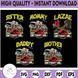 personalized dinosaur birthday girl png, dinosaur family birthday matching png, t-rex png custom birthday, birthday boy