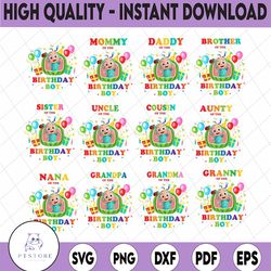 cocomelon birthday boy png, cocomelon family bundle logo, cocomelon kids png, cocomelon png, cocomelon party family png