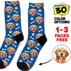 Custom Dog Socks, Personalized Pet Photo Socks Customized Cute Dog Cat Face, Dog Lover Picture Gift Funny Dog Socks Dog