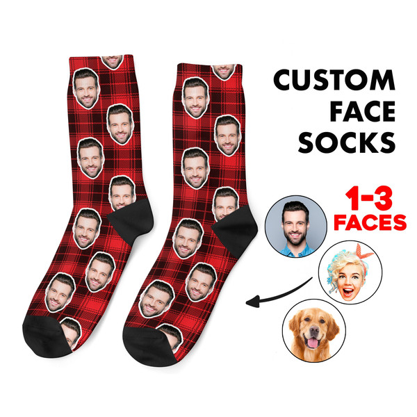 Custom Face Socks, Custom Photo Socks, Flannel Socks, Personalized Socks, Tartan Check Picture Socks, Funny Gift For Her Him or Best Friends - 1.jpg