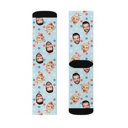 Custom Face Socks, Polka Dot Face Socks, Personalized Photo, Picture Face on Socks, Customized Funny Photo Gift For Her,