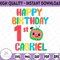 cocomelon personalized name and ages happy birthday svg png, cocomelon brithday svg, cocomelon,cocomelon family birthday