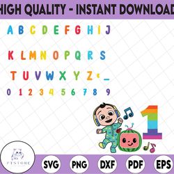 cocomelon logo and full alphabets birthday svg/png, cocomelon brithday svg/png ,cocomelon family birthday svg, watermelo