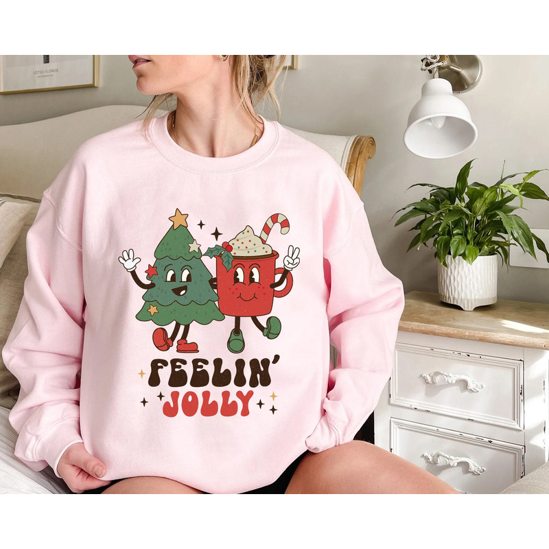Feeling Jolly Holiday Sweater, Vintage Christmas, Christmas Sweatshirt, Cute Santa, Xmas Graphic Pullover, Holiday Ugly Sweater - 3.jpg