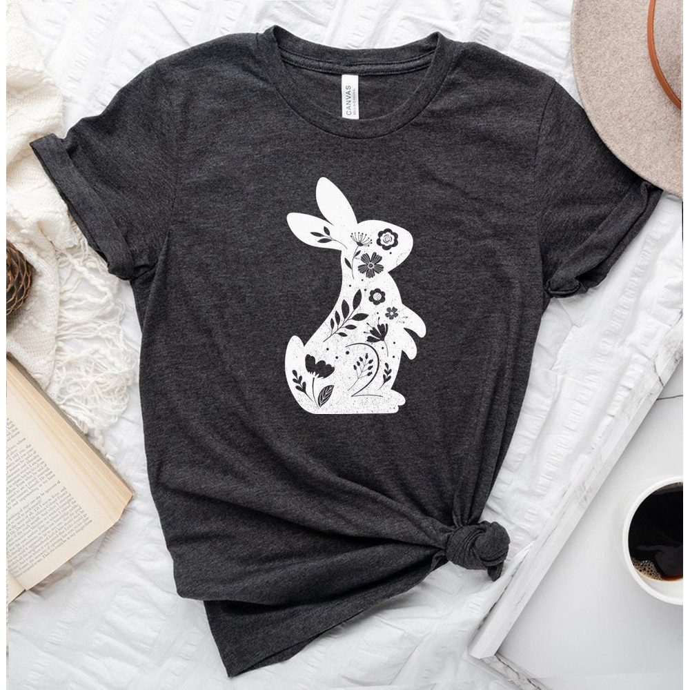 Floral Bunny Shirt - Floral Rabbit Shirt - Easter T-shirt - Spring T-shirt - Bunny Shirt - Nature Lover - Animal Lover - Gift for Her - 2.jpg